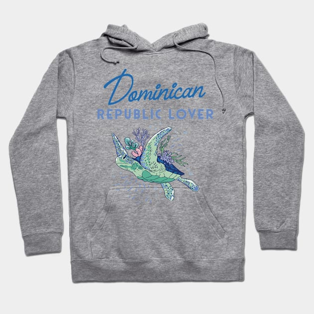 Dominican Republic Lover Sea Turtle Corals Hoodie by BlueTodyArt